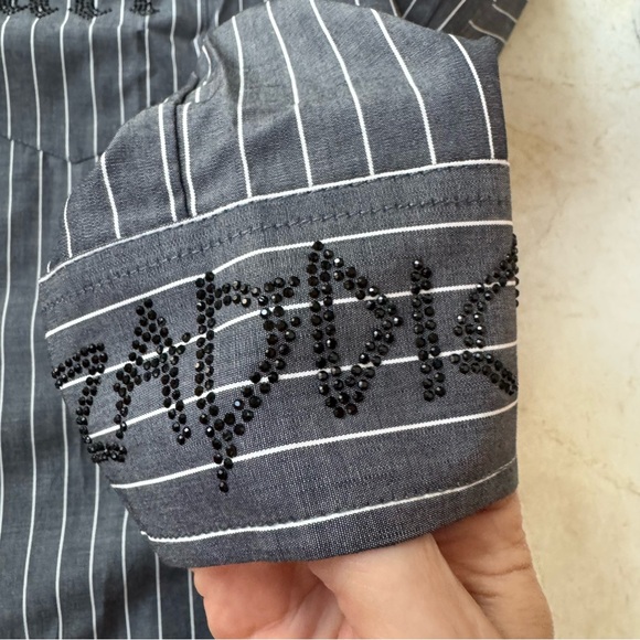 Zadig & Voltaire Taskiz Strass button up shirt embellished striped S - Picture 11 of 16